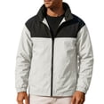 thumbnail image 5 of Ecqkame Men's Outdoor Jackets Waterproof Windproof Stand Collar Jacket Zip-Up Hiking Comfortable Casual Coat White M, 5 of 7
