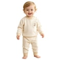 thumbnail image 3 of Baby Boy Girls Girls' 2 Piece Made With Cotton Sleepwear Fall Clothes Fall Winter Outfit 90 Boy Girl Khaki Fall Winter Tops+Pants Pajamas & Dailywear Set, 3 of 7
