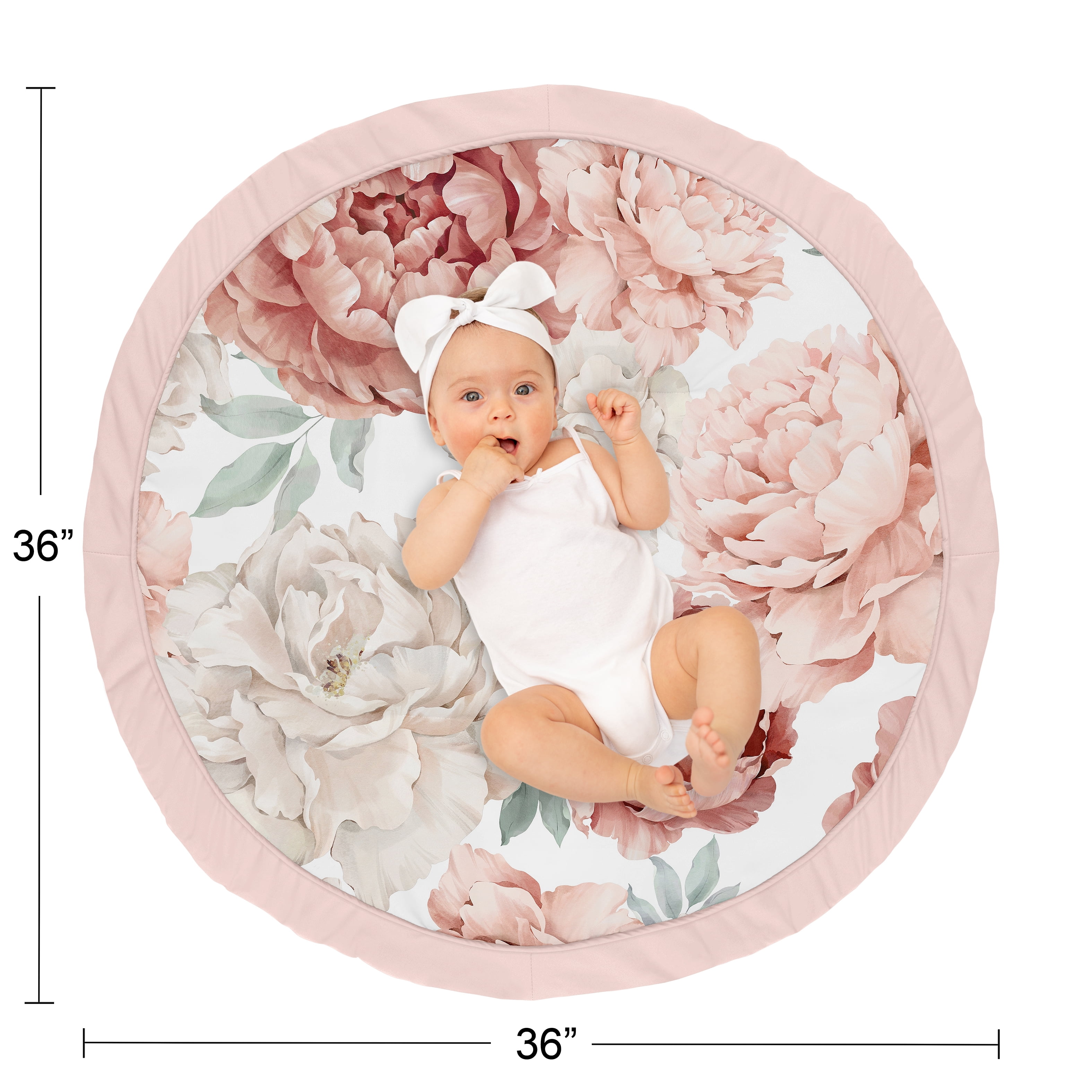 Sweet Jojo Designs Peony Floral Garden Pink and Ivory Baby Play Mat