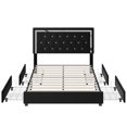 thumbnail image 6 of Homfa Queen Size Storage Bed with 4 Drawers, Crystal Buckle Upholstered Platform Bed Frame with Adjustable Headboard for Bedroom, Black, 6 of 7
