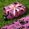 thumbnail image 2 of Black Cat Wrapping Paper Roll, Black Red Bows Hot Pink Background Gift Wrap for Birthday Valentines Cat Lovers, Mini Roll 17 Inches X 16.4 Feet, 2 of 14