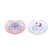 Philips Avent BPA Free Orthodontic Soft Silicone Pacifiers, 2 Count 0-6m Pink/White SCF196/18