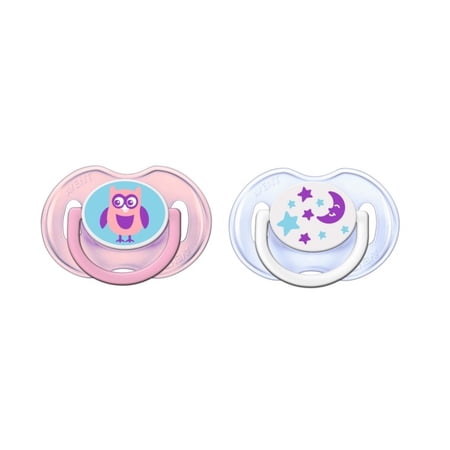 Philips Avent BPA Free Orthodontic Soft Silicone Pacifiers, 2 Count 0-6m Pink/White SCF196/18