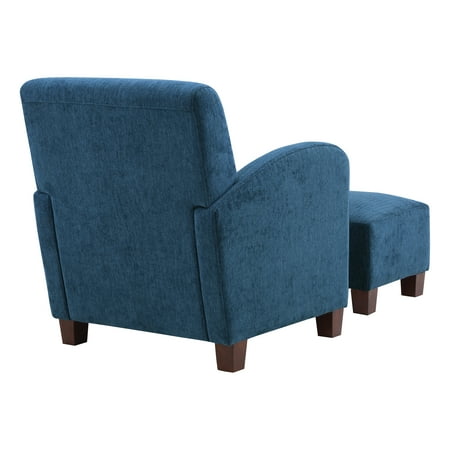 OSP Home Furnishings - Aiden Chair & Ottoman Herringbone - Navy