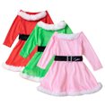 thumbnail image 3 of Chenyin 1-6T Little Girls Christmas Princess Dress for Kids Baby Fall Winter Long Sleeve Toddler Party Dress with Belt for Girls, 3 of 9