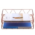 thumbnail image 3 of Pag 2 Paquetes Organizador De Archivos De Escritorio Bandeja De Cartas Horizontal Apilable De Metal Soporte De Papel Estante Oro Rosa, 3 of 5