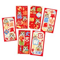 Pekkaxy Year of the Horse Red Envelope 6.62x3.51 Inch Paper Pack, Gold Pattern Festive Design for Money Gifts, Chinese New Year Wedding Holiday Business Use