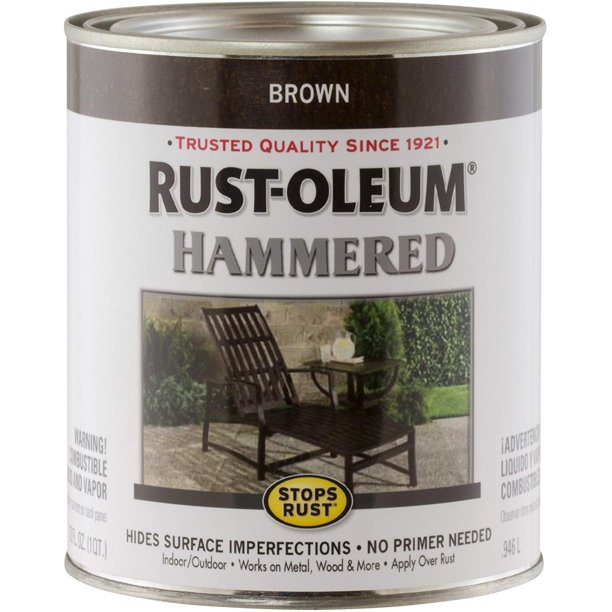 RustOleum 239073 Hammered Metal Finish, Brown, 1Quart (Packaging may
