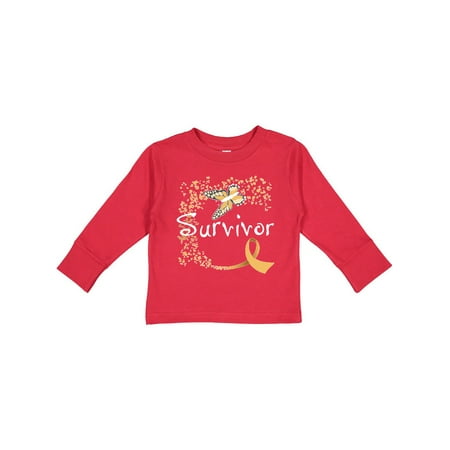 

Inktastic Childhood Cancer Survivor- butterfly ribbon Gift Toddler Boy or Toddler Girl Long Sleeve T-Shirt