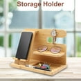 thumbnail image 4 of Phone Holder Stable Multifunctional Wooden Phone Organizer Key Wallet Watch Storage Shelf for Bedside Table, 4 of 8