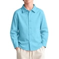 thumbnail image 2 of YOUYEDIAN Boys Long Sleeve Dress Shirts Girls Classic Button Down Collared Shirt Casual Versatile Tops, 2 of 4