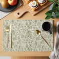 thumbnail image 2 of Sage Green Flowers Placemats Set of 8, Rustic Pastoral Botanical Floral Leaf Placemats for Dining Table, Place Mats for Kitchen Tabletop, Waterproof Wipeable Dining Table Mats Set, 2 of 9