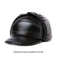 thumbnail image 2 of Winter Caps Leather Middle Old Aged Fleece Lining Warm Earmuffs Headgear Vintage Style Thermal Hat Outdoor Walking Daily Wear Dark brown L{55-56}, 2 of 9