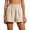 Beige, variant on Women's Wide Leg Linen Shorts Pull On High Waisted Shorts with Pockets Pleated Solid Color Beach Vacation Shorts for Women