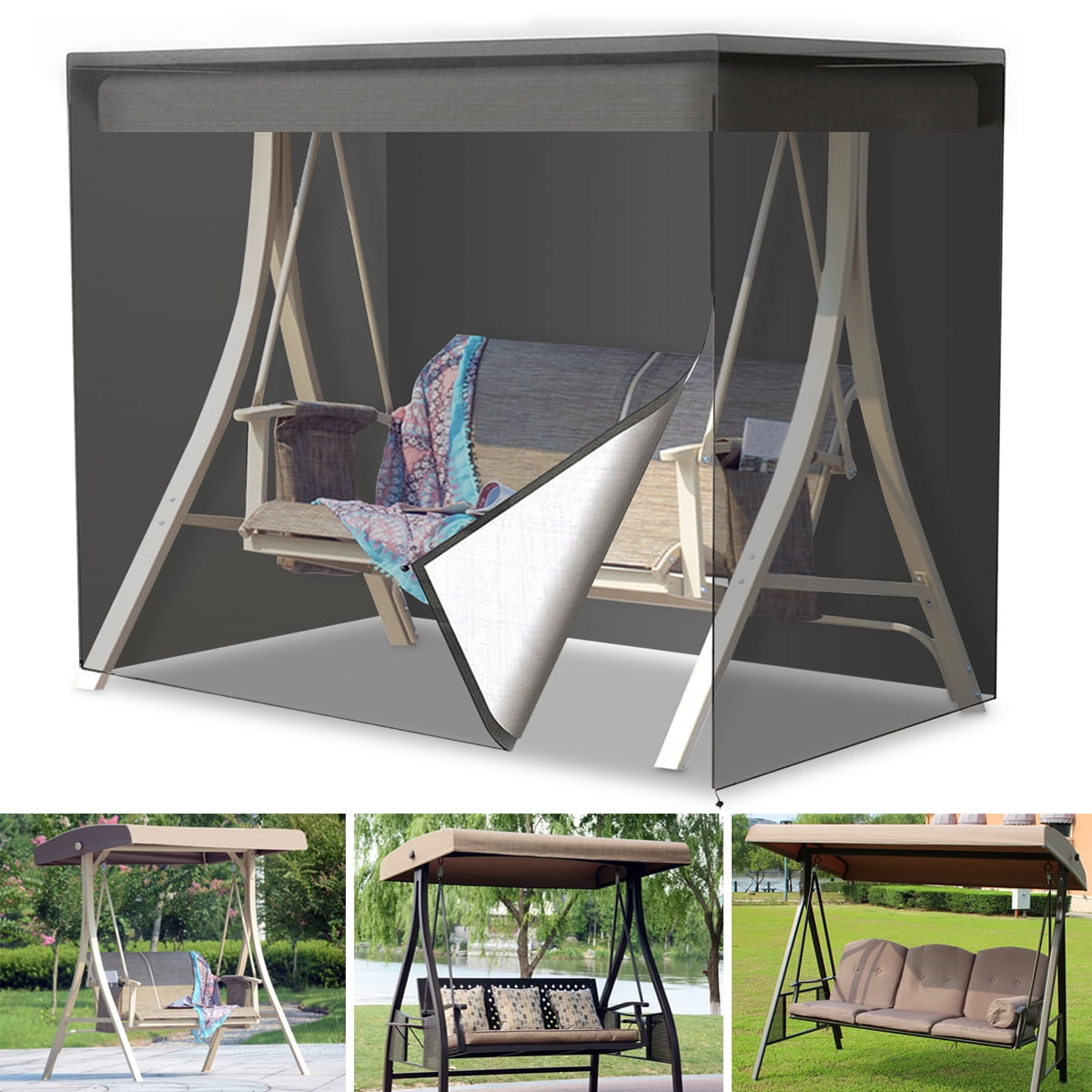 Waterproof Swing Cover 3-Seat Chair Cover Hammock Protection Cover Garden Patio