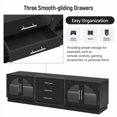 thumbnail image 6 of Modern TV Stand for TVs up to 75 Inches, Minimalist Entertainment Center with 3 Drawers & 2 Glass Cabinets, Adjustable Shelf Media Console for Living Room, Black, 6 of 8
