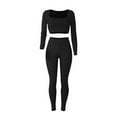 thumbnail image 5 of Hauaitttt Women's Fashion Casual Solid Color Long Sleeve Square Collar Two Piece Slim Yoga Sports Pants Suit Women Jogging Suit Set Womens Yoga Jacket and Pant Set Yoga Strap for Stretching Set Yoga, 5 of 6