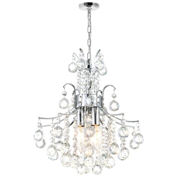CWI Lighting Princess 3 Light Transitional Metal Mini Chandelier in Chrome