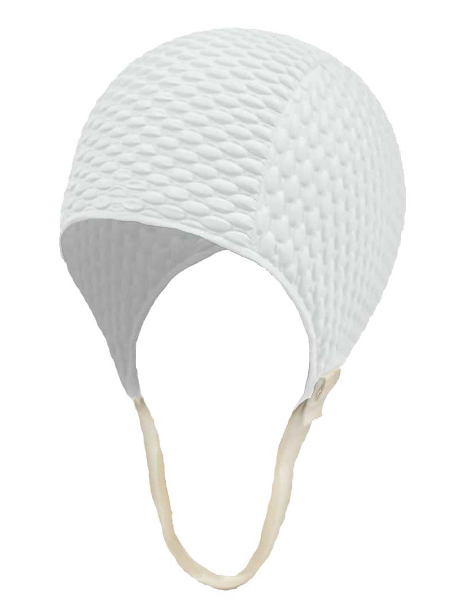 Textured Latex Rubber Swim Cap With Strap