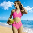 thumbnail image 4 of Girls Swimsuits for Kids Split Color Splicing Short Sleeve 2 Pc Beach Swimsuit Pc1Pc, 4 of 9