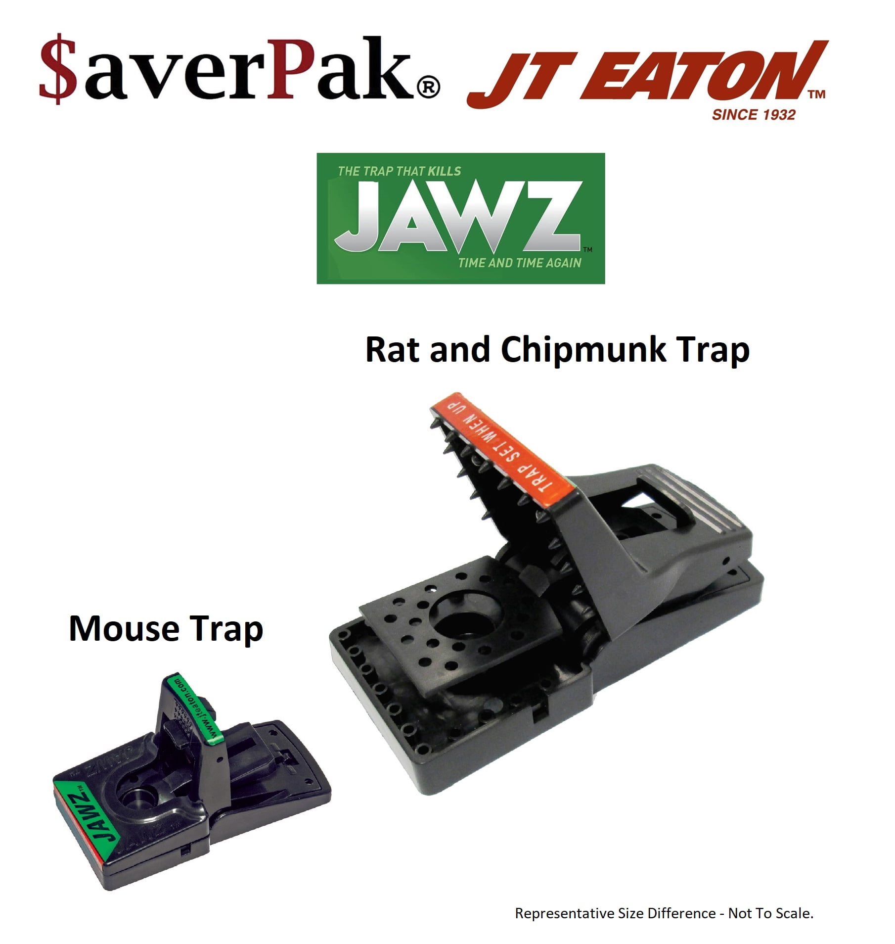 $averPak 4 Pack - Includes 4 JT Eaton Jawz Rat and Chipmunk Traps for use with Solid or Liquid Baits