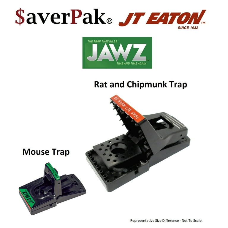 4 Pack - Includes 4 JT Eaton Jawz Rat and Chipmunk Traps for Use with Solid or Liquid Baits