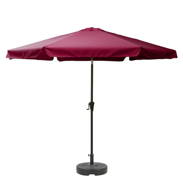 CorLiving 10ft Large Round, Market Outdoor Patio Umbrella with Side Flaps, Steel Frame and Round Fillable Base