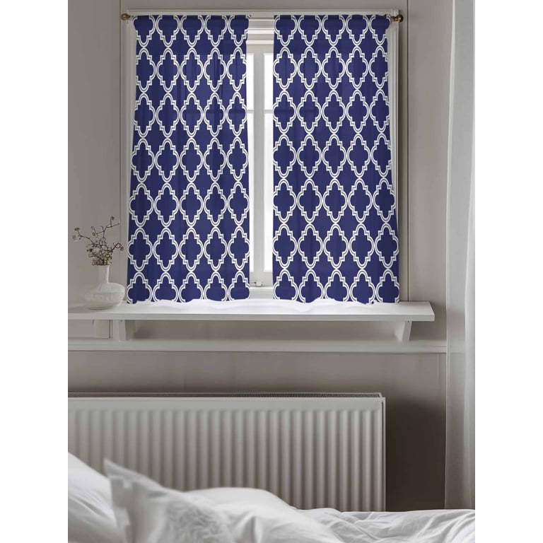 Quatrefoil Moroccan Pattern Curtains 54 Inch Length, Sheer