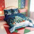 thumbnail image 2 of Manfei Winter Holiday 7-Piece Twin Bedding,Cute Christmas Ball Bedding Comforter Set,Navy Blue Reversible, 2 of 7