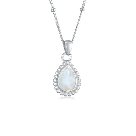 Elli by Julie & Grace Women 18" Drop Moonstone Pendant Necklace 925 Silver