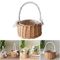 thumbnail image 4 of cesta de almacenamiento,Cesta de almacenamiento tejida a mano de ratán de mimbre natural,Caja de arreglo floral con decoración de lazo de encaje,Contenedor de almacenamiento Soportes para, 4 of 9