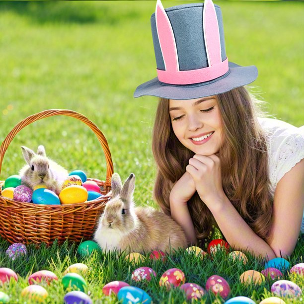 Fiudx Gorro de Pascua, Adorable Adorno de Orejas de Conejo, Accesorio de Disfraz de Tela Suave, Fácil de Usar para Fiestas, Ideal para Pascua, Halloween, Juegos de Rol, Divertido para Adultos y Amigo