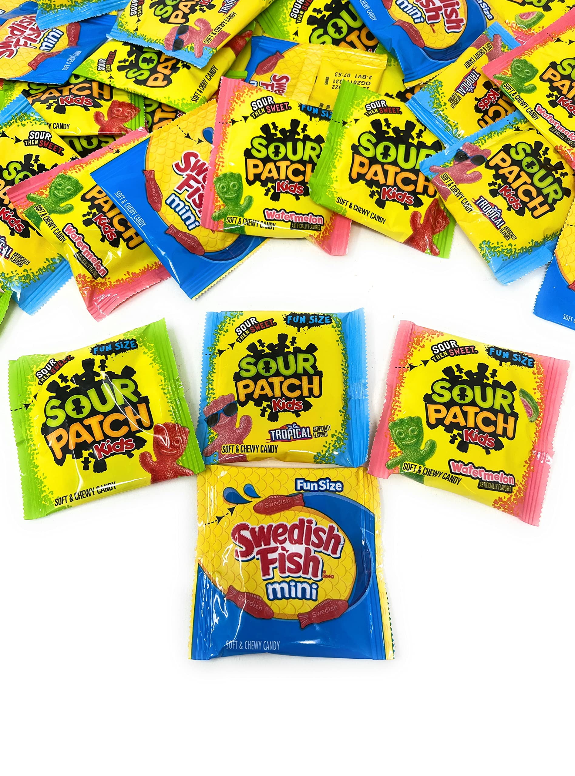 Sweet & Sour Gummy Candy Mix – Sour Patch Kids, Swedish Fish Minis, Tropical & Watermelon (24 oz)
