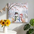 thumbnail image 2 of Canvas Wall Art, Snowman Framed Canvas Prints for Bathroom Kitchen, Christmas Tree Branches Xmas Red Birds Berries Forest Gallery Wrapped Wall Decor for Home Office, Gifts, 10"x10" Ship Next Day, 2 of 9