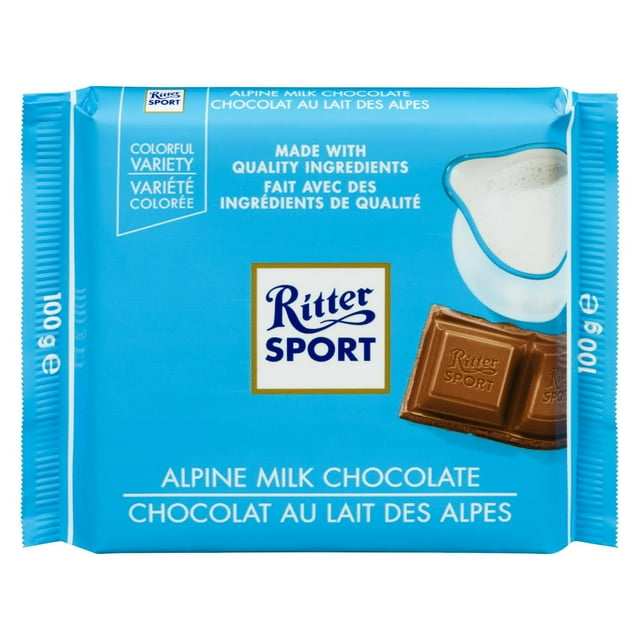 Ritter Sport 30 % Cocoa Alpine Milk Chocolate, 100 g