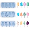 thumbnail image 1 of Paquete de 3 moldes reutilizables de silicona para helado de dibujos animados, moldes para helado para bebés sin BPA con tapa de silicona y mango para paletas y helado casero., 1 of 5