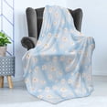 thumbnail image 4 of Flower Soft Flannel Fleece Throw Blanket, Continuous Peaceful Pattern with Cartoon Water Lily, Cozy Plush for Indoor and Outdoor Use, 70" x 90", Pale Azure Blue Pearl, by Ambesonne, 4 of 5