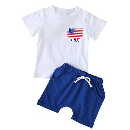 

Musuos 4th of July Baby Boy T-Shirt Tops Elastic Waist Pocket Shorts Summer Suit