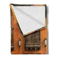 thumbnail image 2 of America Soft Flannel Fleece Blanket, Cartagena Streets with Vibrant Color Building Facade Caribbean Landscape Columbia, Cozy Plush for Indoor and Outdoor Use, 70" x 90", Orange Brown, by Ambesonne, 2 of 5