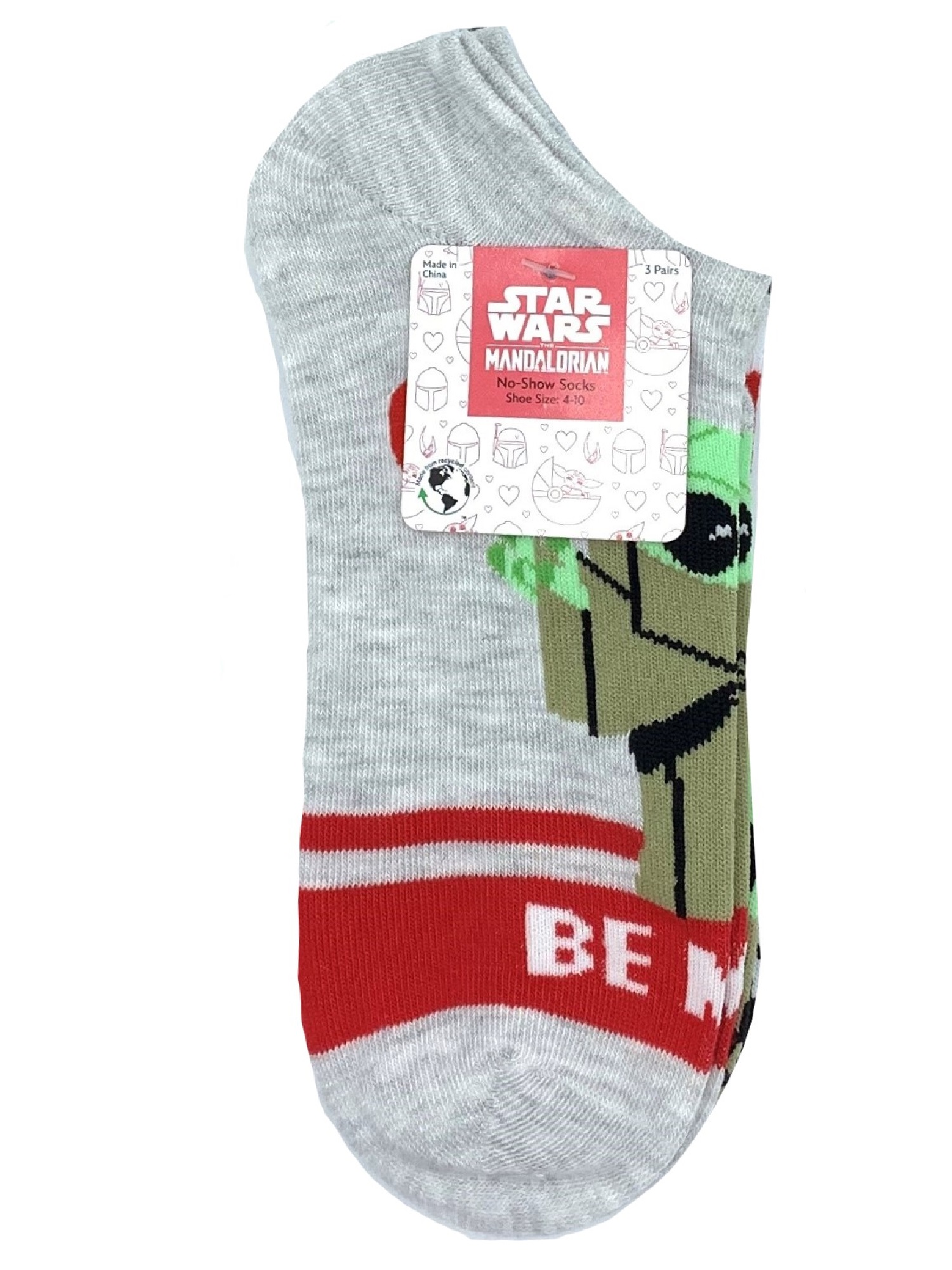 Star Wars The Mandalorian, Valentine’s Day Women's No-Show Socks, 3-Pack, Size 4-10