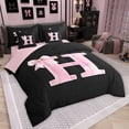 thumbnail image 2 of Manfei Personalized Initial H Twin Bedding Sets 7-Piece for Girls, Pink Bow Tie Bedding Comforter Set, Watercolor Monogrammed Sheet Sets, Breathable Room Decor, 2 of 6