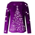 thumbnail image 5 of Blusa de manga larga con cuello redondo y estampado de árbol de Navidad para mujer Pompotops  FGAJ12469, 5 of 5