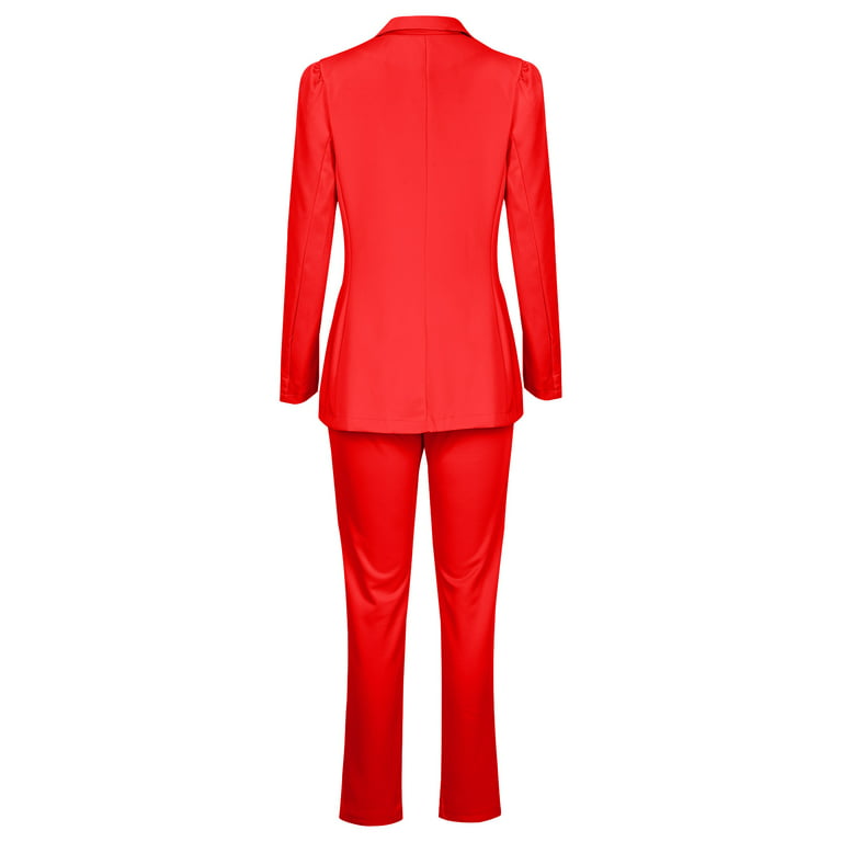 ZZWXWBWomen'S Sets Wear Plus Size Women'S Long Sleeve Solid Suit Pants  Casual Elegant Business Suit Sets Red S 