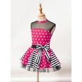 thumbnail image 5 of iiniim Kids Girls Patchwork Style Ballet Dance Mesh Skirt Polka Dots Print Bowknot Tutu Dress 4-14 Hot Pink 14, 5 of 7