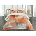 thumbnail image 4 of Ambesonne Peach Quilted Bedspread Set 3 Pcs, Contemporary Brush Stroke Art, Queen Size, Coral Orange and Ecru, 4 of 4