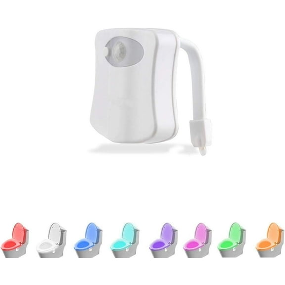 Toilet Night Light, Toilet Bowl 8 Color Sensor Motion Activated, Water-Resistant, Fits Any Toilet Size (2 Pack)