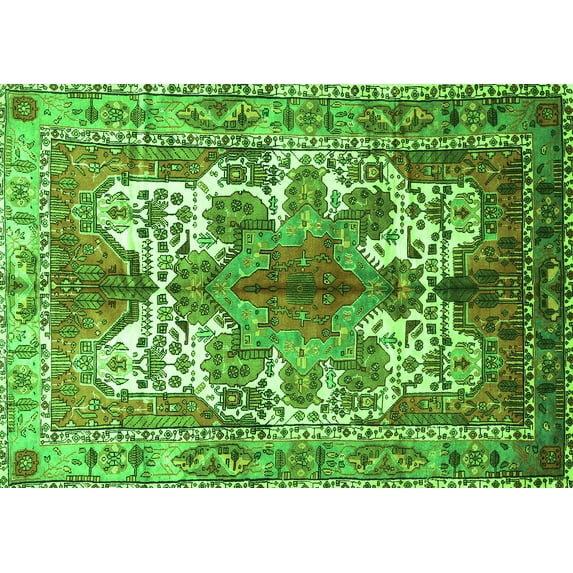 Ahgly Company Indoor Rectangle Persian Green Traditional Area Rugs, 2' x 5'