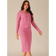 thumbnail image 2 of DARING DIVA Women's Sweater Set V Neck Cardigan and Midi Skirt Outfit S Pink, 2 of 5