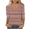thumbnail image 2 of JTZGDY Spring V Neck Tops for Women Cute 3/4 Length Sleeve Floral/Striped/Color Block Print Tunic Blouse Loose Oversized Dressy Casual Graphic Tees Tshirt Orange M, 2 of 6