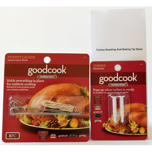 Good Cook Pop Up Timer,Good Cook Turkey Lacers, Turkey Roasting Tip Sheet. Holiday Christmas Oven Baking Bundle